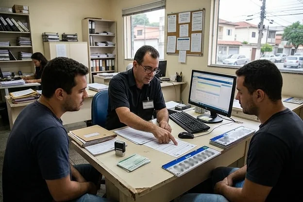 Despachante em Mesquita orientando sobre emplacamento de carro.